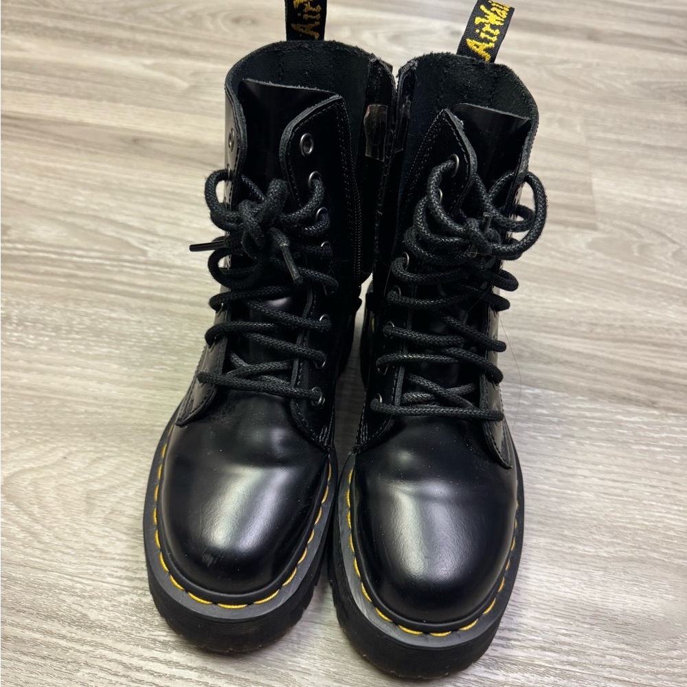 Dr. Martens Black Boots with Yellow Stitching